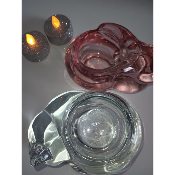 Glass Bunny & Sleeping Cat Votive Candle Holders - Picture 9 of 12